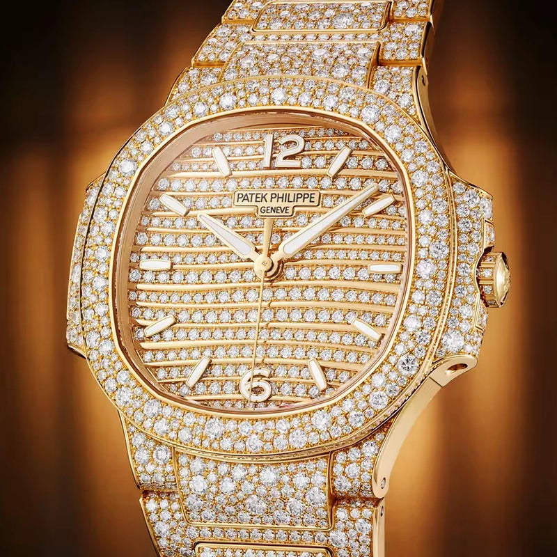 Nautilus Haute Joaillerie 18ct Rose Gold Full Diamond Set Ladies Watch 7118/1450R-001