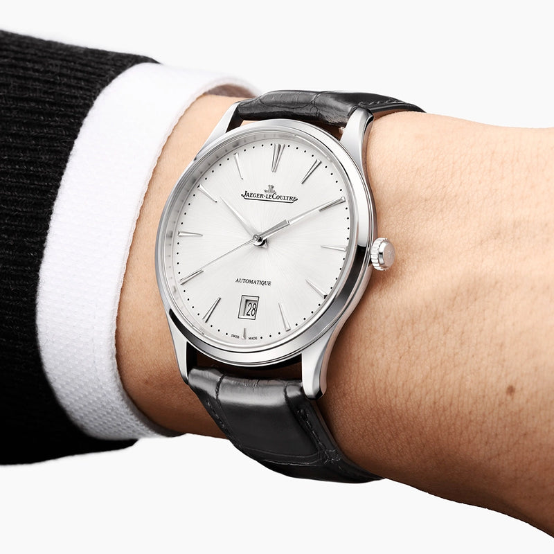 Jaeger-LeCoultre Master Ultra-Thin 39mm Silver Dial Men's Automatic Leather Strap Watch - Berry's Jewellers