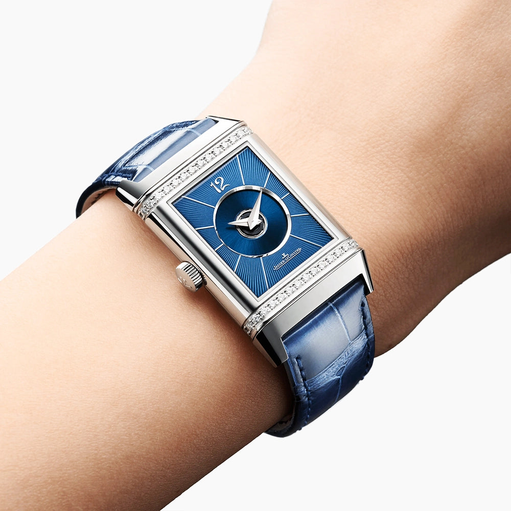 Jaeger-LeCoultre Reverso Classic Medium Duetto Silver Dial Diamond Set Watch - Berry's Jewellers