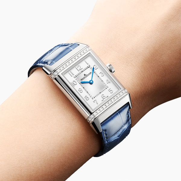 Jaeger-LeCoultre Reverso Classic Medium Duetto Silver Dial Diamond Set Watch - Berry's Jewellers