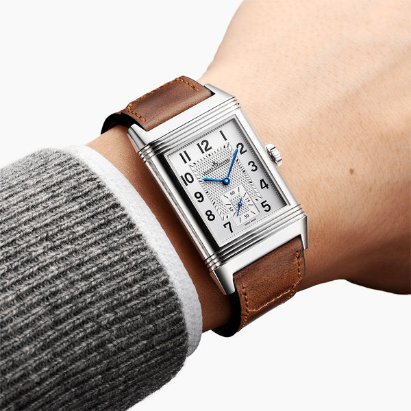 Jaeger-LeCoultre Reverso Classic Large Duoface Silver Dial & Brown Strap Watch - Berry's Jewellers