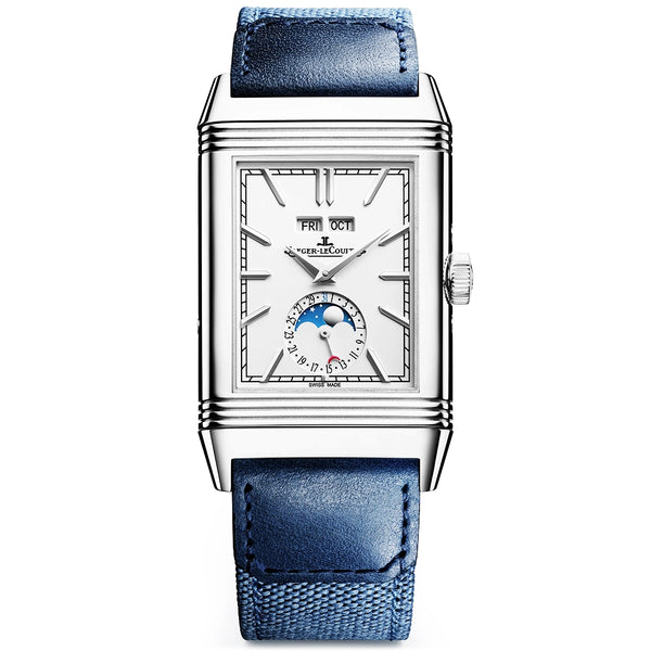 Jaeger-LeCoultre Reverso Tribute Duoface Calendar Large Silver Dial Leather Strap Watch - Berry's Jewellers