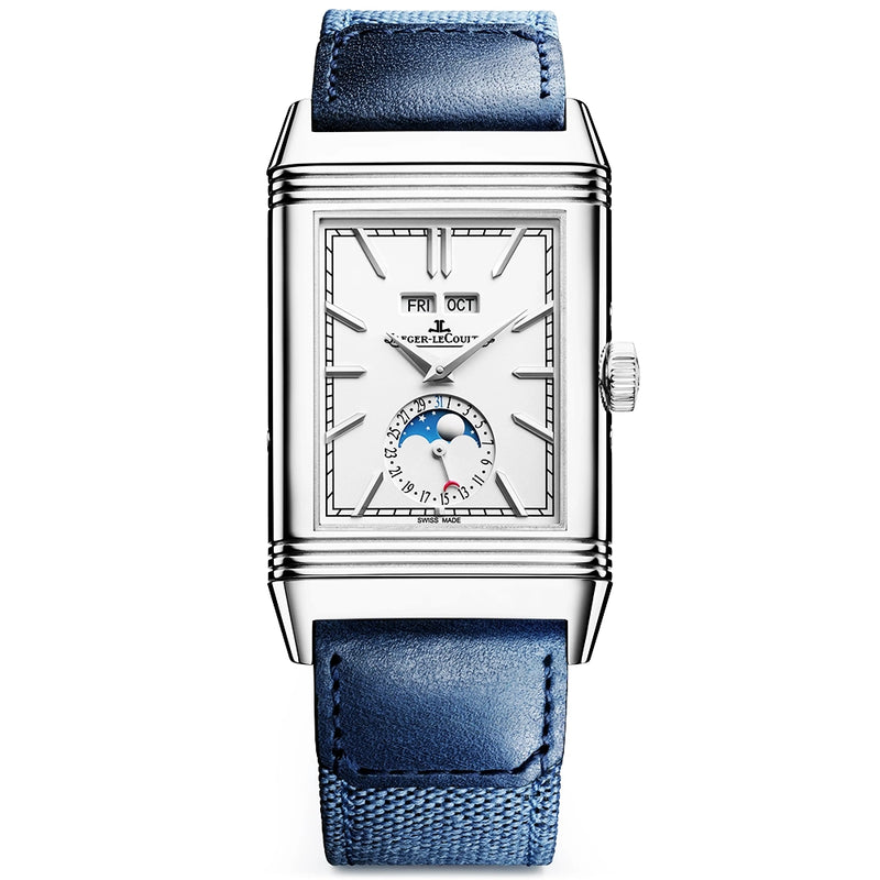 Jaeger-LeCoultre Reverso Tribute Duoface Calendar Large Silver Dial Leather Strap Watch - Berry's Jewellers