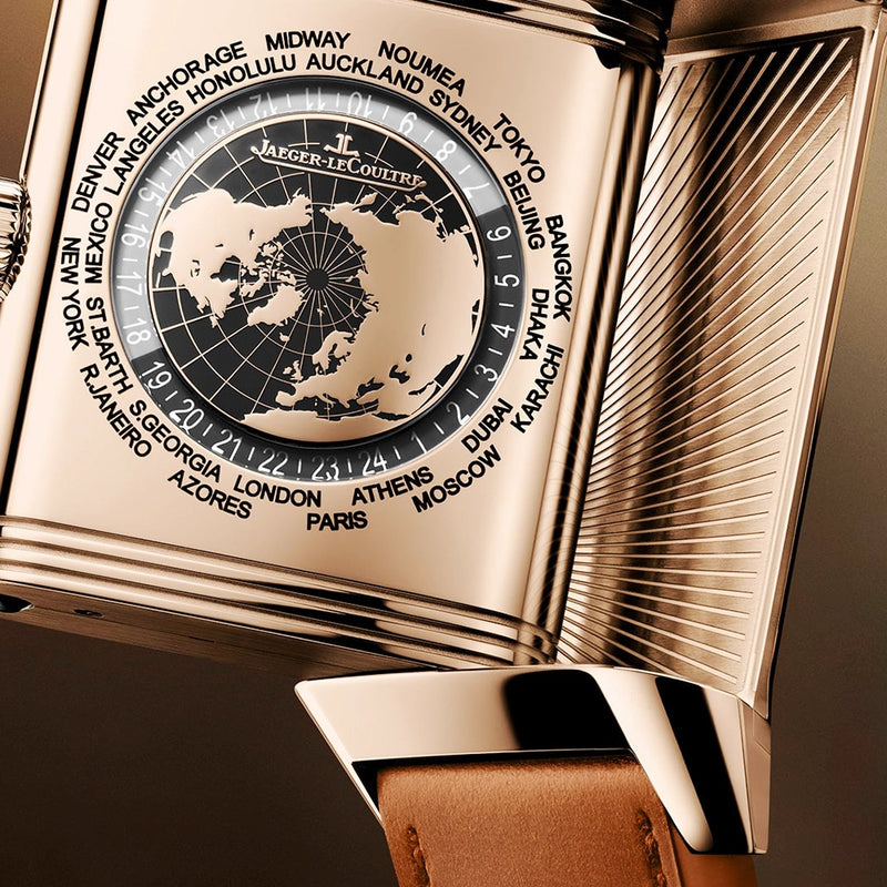 Jaeger-LeCoultre Reverso Tribute Geographic 18ct Pink Gold Mens Strap Watch - Berry's Jewellers