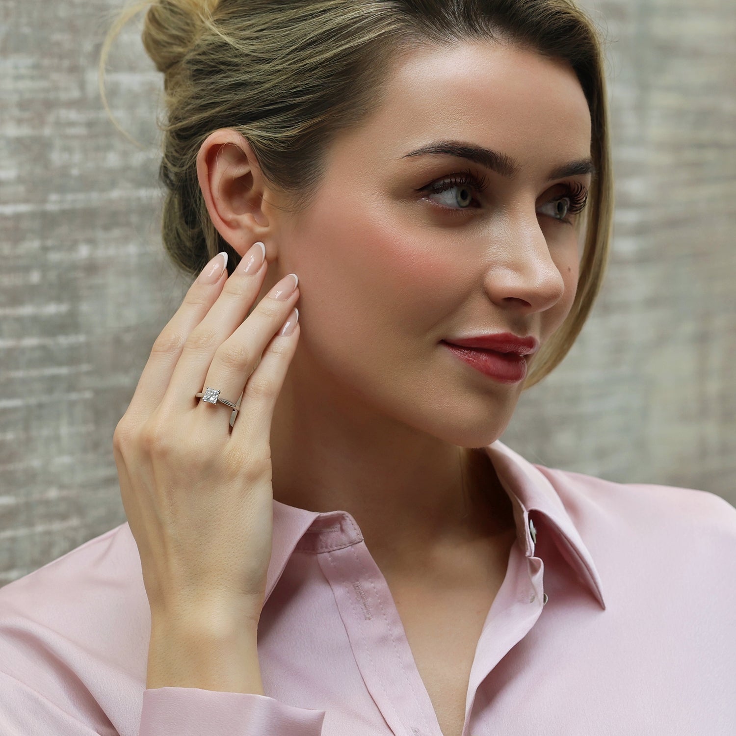 Platinum Princess Cut Solitaire Diamond Ring With A Four Claw Setting