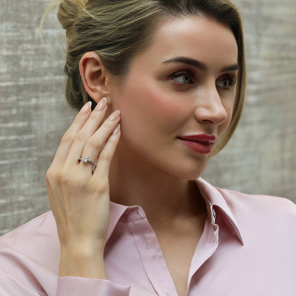 Platinum Princess Cut Solitaire Diamond Ring With A Four Claw Setting