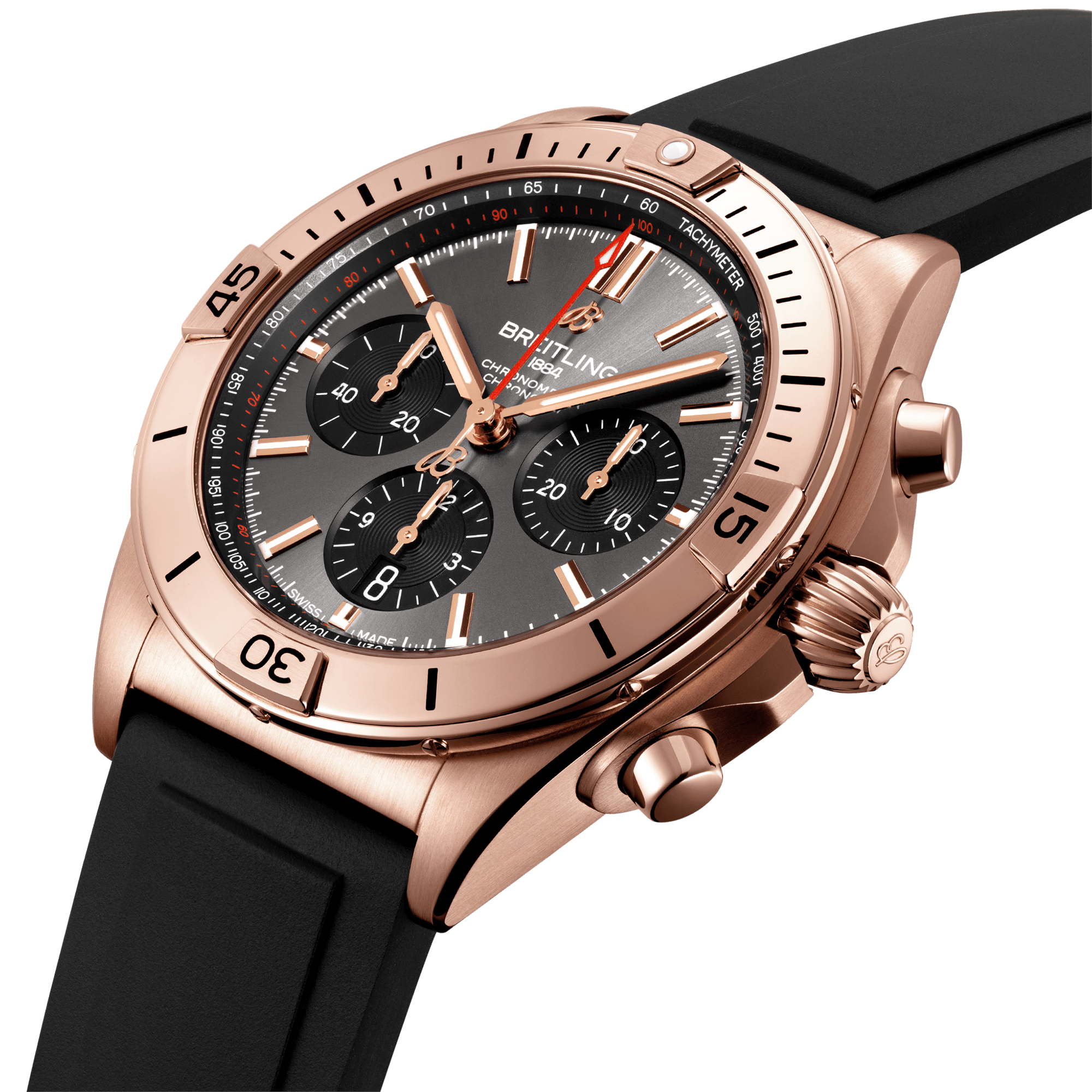 Chronomat 42mm 18ct Red Gold Anthracite/Black Dial Strap Watch