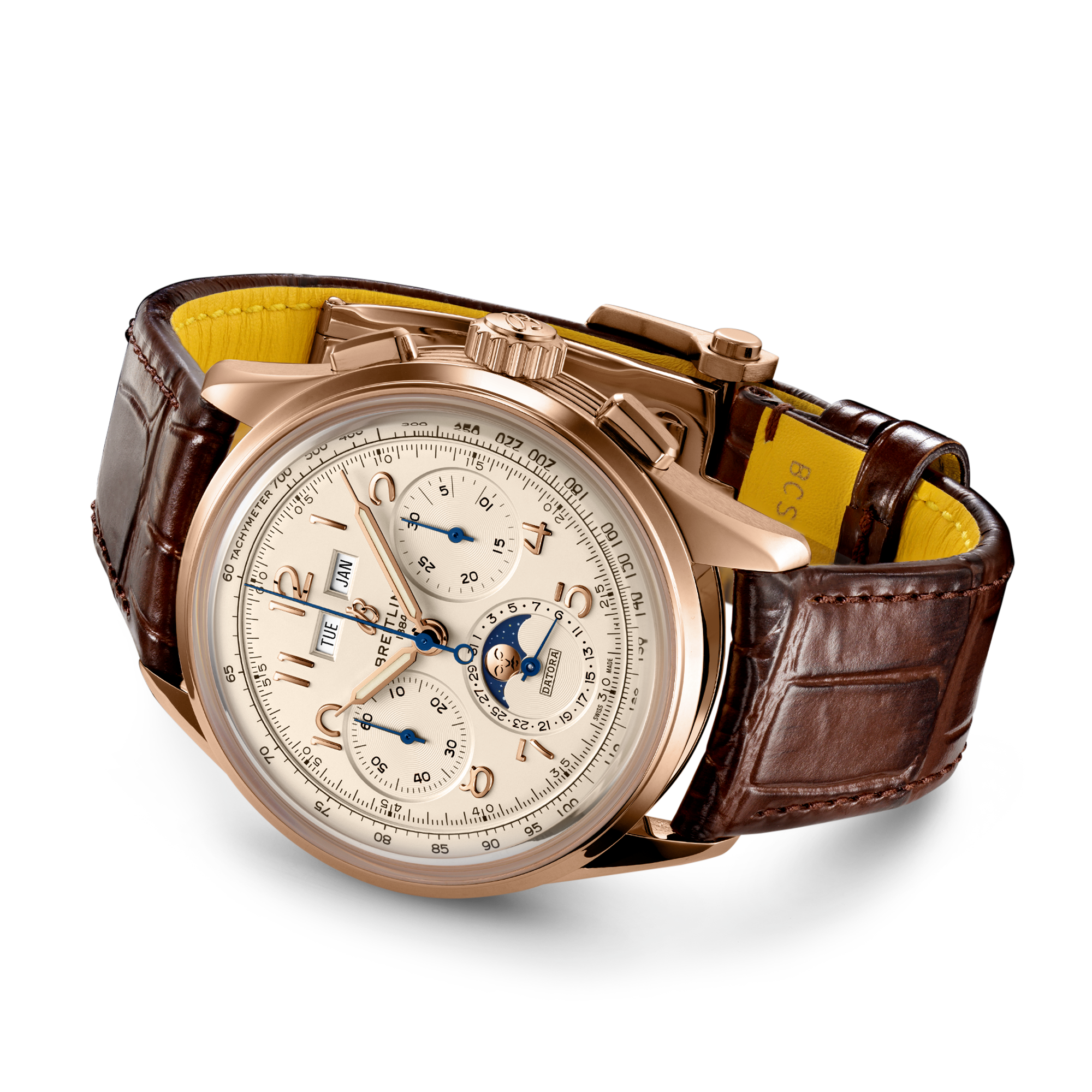 Premier Datora 42mm 18ct Red Gold Silver Dial Automatic Watch
