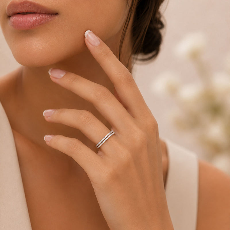 Platinum Diamond Double Row Eternity Ring