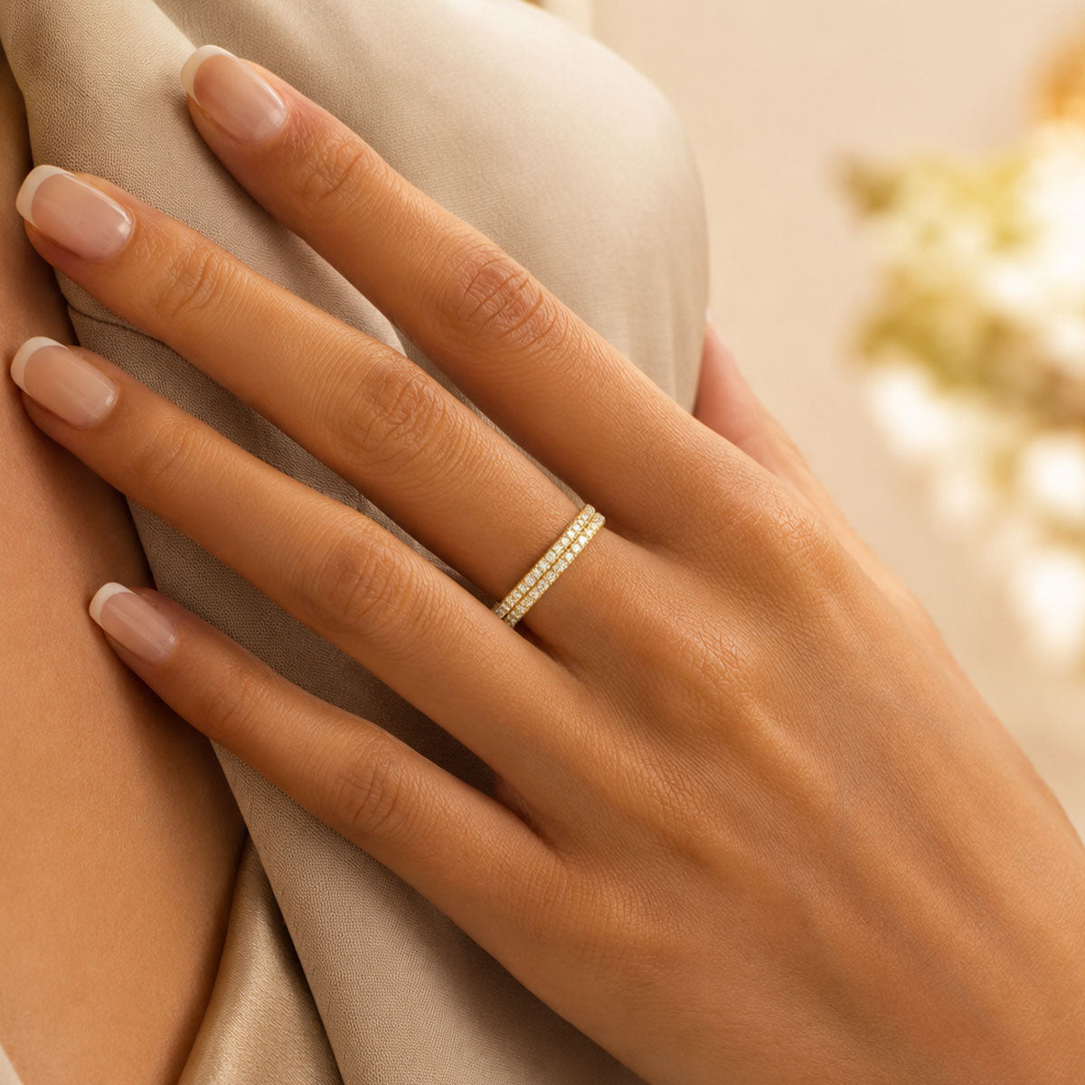 18ct Yellow Gold Diamond Double Row Eternity Ring