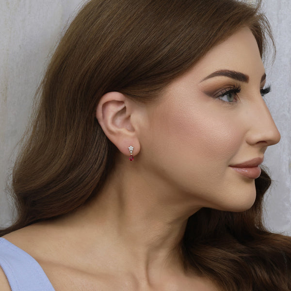 Berry's 18ct Yellow Gold Pear Cut Ruby And Diamond Drop Earrings - Berry's Jewellers