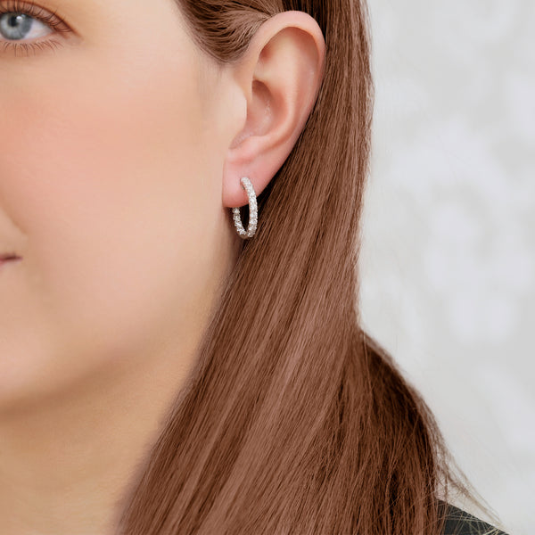 Berry's 18ct White Gold Diamond Small Half Hoop Hinged Earrings - Berry's Jewellers