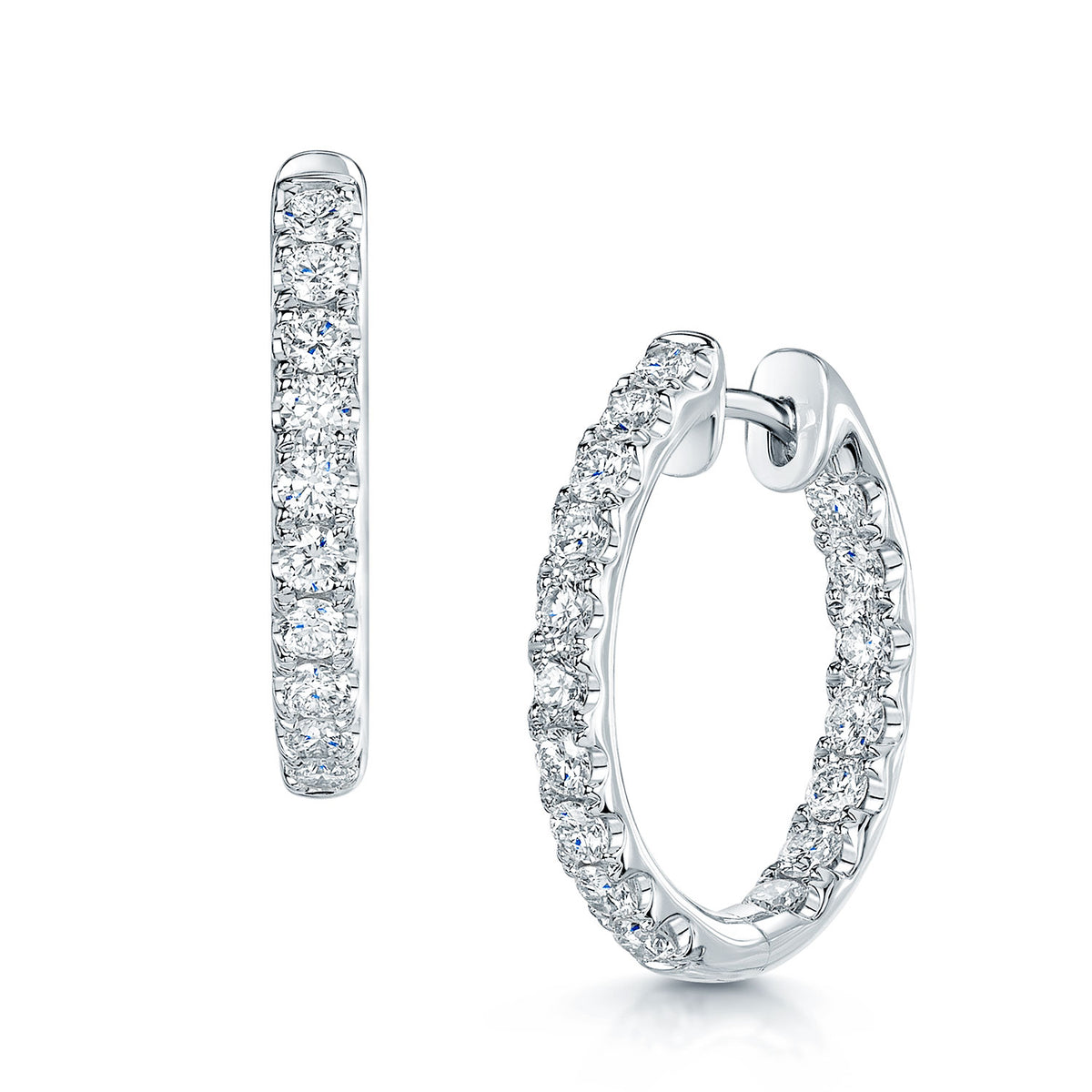 Berry's 18ct White Gold Diamond Small Half Hoop Hinged Earrings - Berry's Jewellers