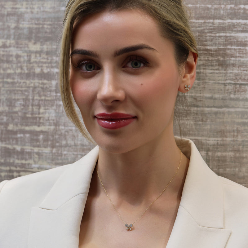 18ct Yellow Gold Pave Set Diamond Butterfly Pendant