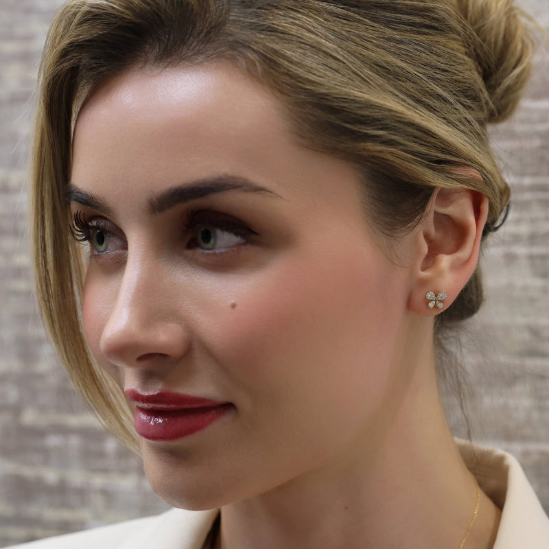 18ct Yellow Gold Pave Set Diamond Butterfly Stud Earrings