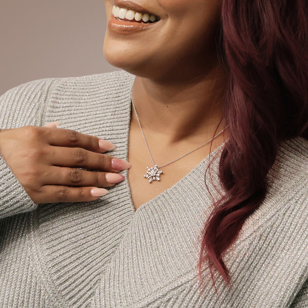 18ct White Gold Diamond Snowflake Pendant