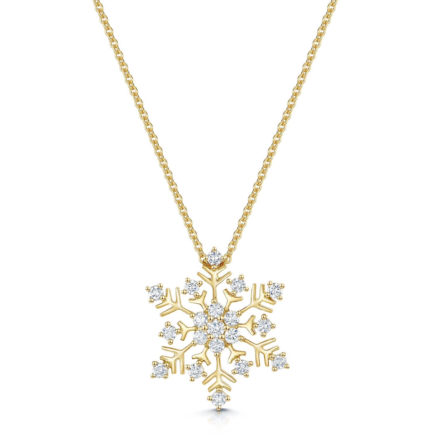 Berry's 18ct Yellow Gold Diamond Snowflake Pendant - Berry's Jewellers