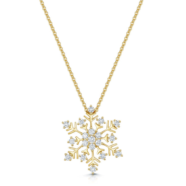 18ct Yellow Gold Diamond Snowflake Pendant