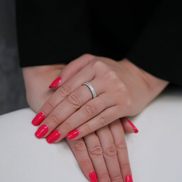 Berry's Platinum Emerald Cut Diamond Half Eternity Ring - Berry's Jewellers