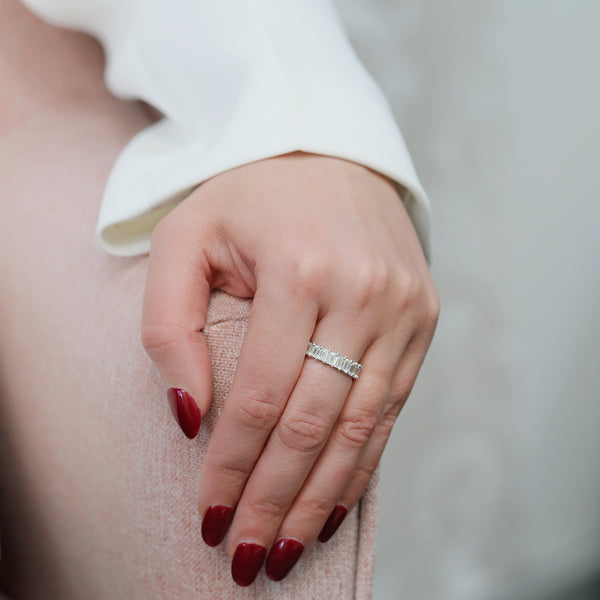 Berry's Platinum Emerald Cut Diamond Claw Set Half Eternity Ring - Berry's Jewellers