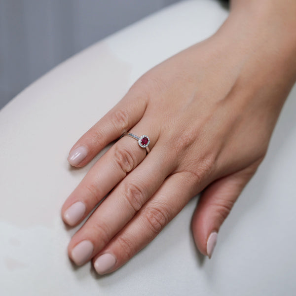 Berry's Platinum Oval Ruby And Diamond Cluster Ring - Berry's Jewellers