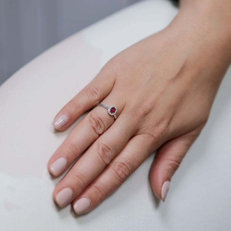 Berry's Platinum Oval Ruby And Diamond Cluster Ring - Berry's Jewellers