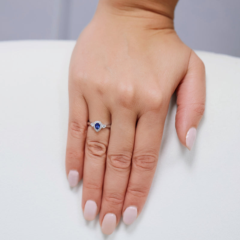 Berry's Platinum Pear Sapphire And Diamond Halo Surround Fancy Ring - Berry's Jewellers