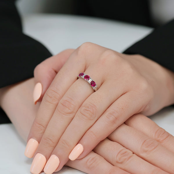 Berry's Platinum Ruby & Diamond Seven Stone Half Eternity Ring - Berry's Jewellers