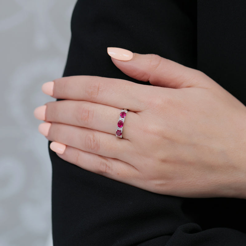 Berry's Platinum Ruby & Diamond Seven Stone Half Eternity Ring - Berry's Jewellers