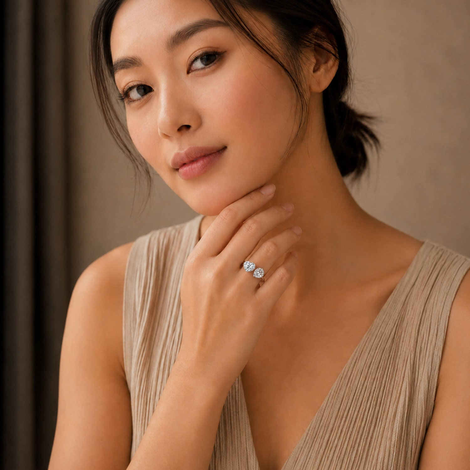 Berry's Platinum Toi et Moi Pear and Heart Shaped Diamond Halo Two Stone Ring - Berry's Jewellers
