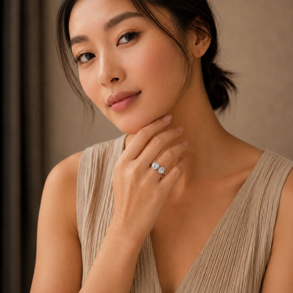 Berry's Platinum Toi et Moi Pear and Heart Shaped Diamond Halo Two Stone Ring - Berry's Jewellers