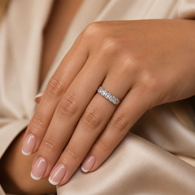 Platinum Oval Cut Diamond Five Stone Eternity Ring