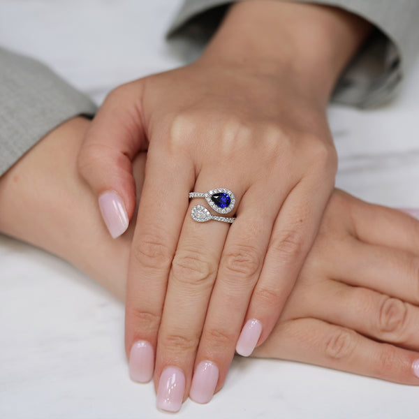 Berry's Platinum Pear Cut Sapphire And Diamond Halo Toi Et Moi Ring - Berry's Jewellers