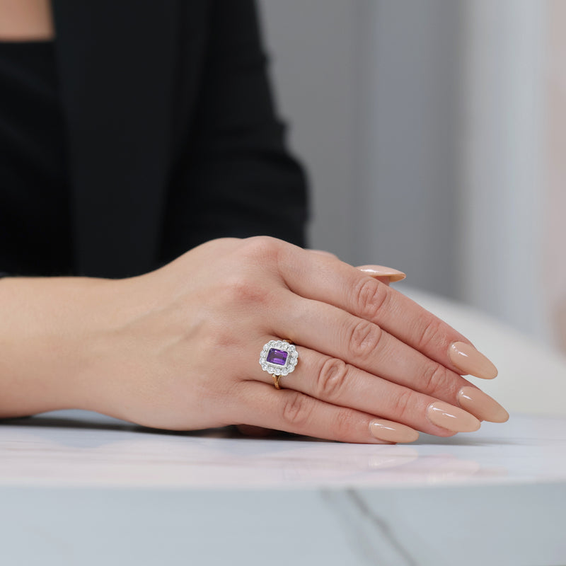 Berry's 18ct Yellow Gold Amethyst & Diamond Set Cluster Ring - Berry's Jewellers