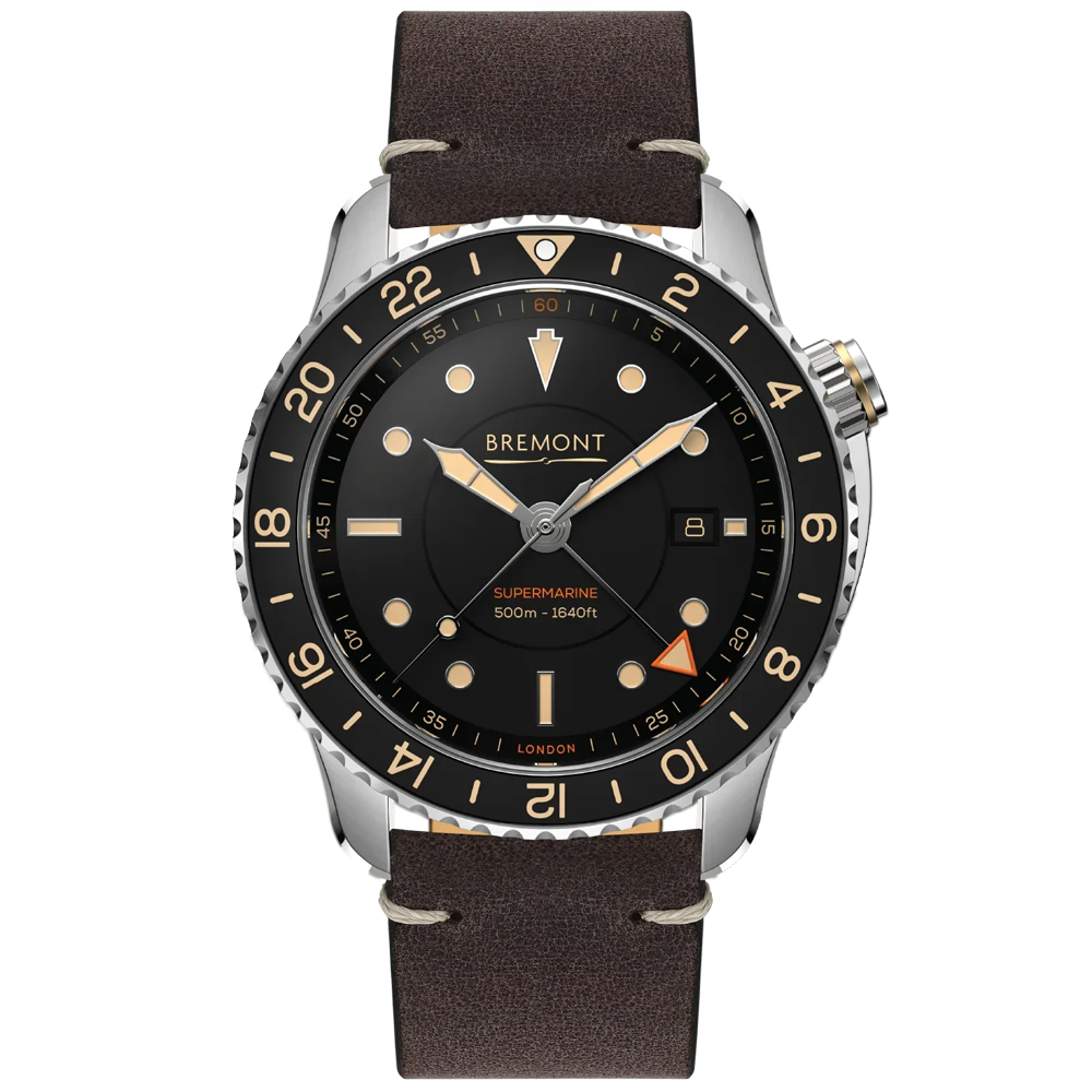Supermarine S502 43mm Steel Men's Leather Strap Watch