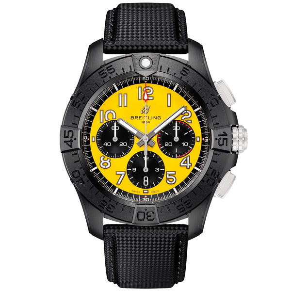 Breitling Avenger Night Mission 44mm Black Ceramic & Yellow Dial Mens Watch - Berry's Jewellers
