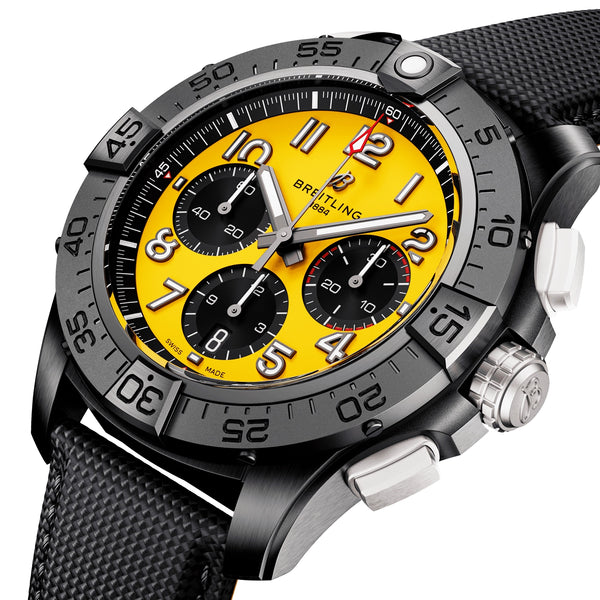 Breitling Avenger Night Mission 44mm Black Ceramic & Yellow Dial Mens Watch - Berry's Jewellers