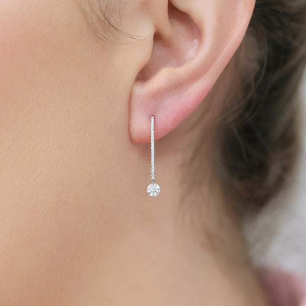 Berry's 18ct White Gold Long Diamond Set Hook Earrings - Berry's Jewellers