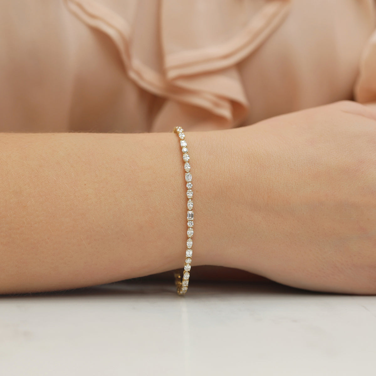 Berry's 18ct Yellow Gold Mixed Cut Diamond Line Bracelet - Berry's Jewellers