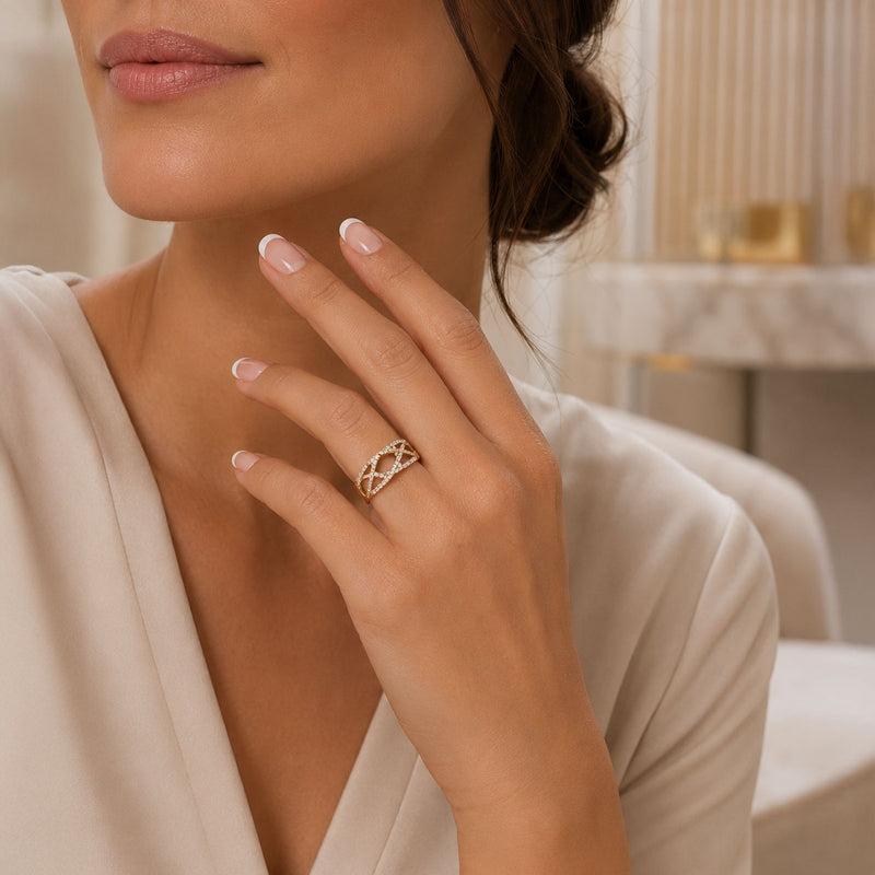 18ct Rose Gold Diamond Set Dress Ring