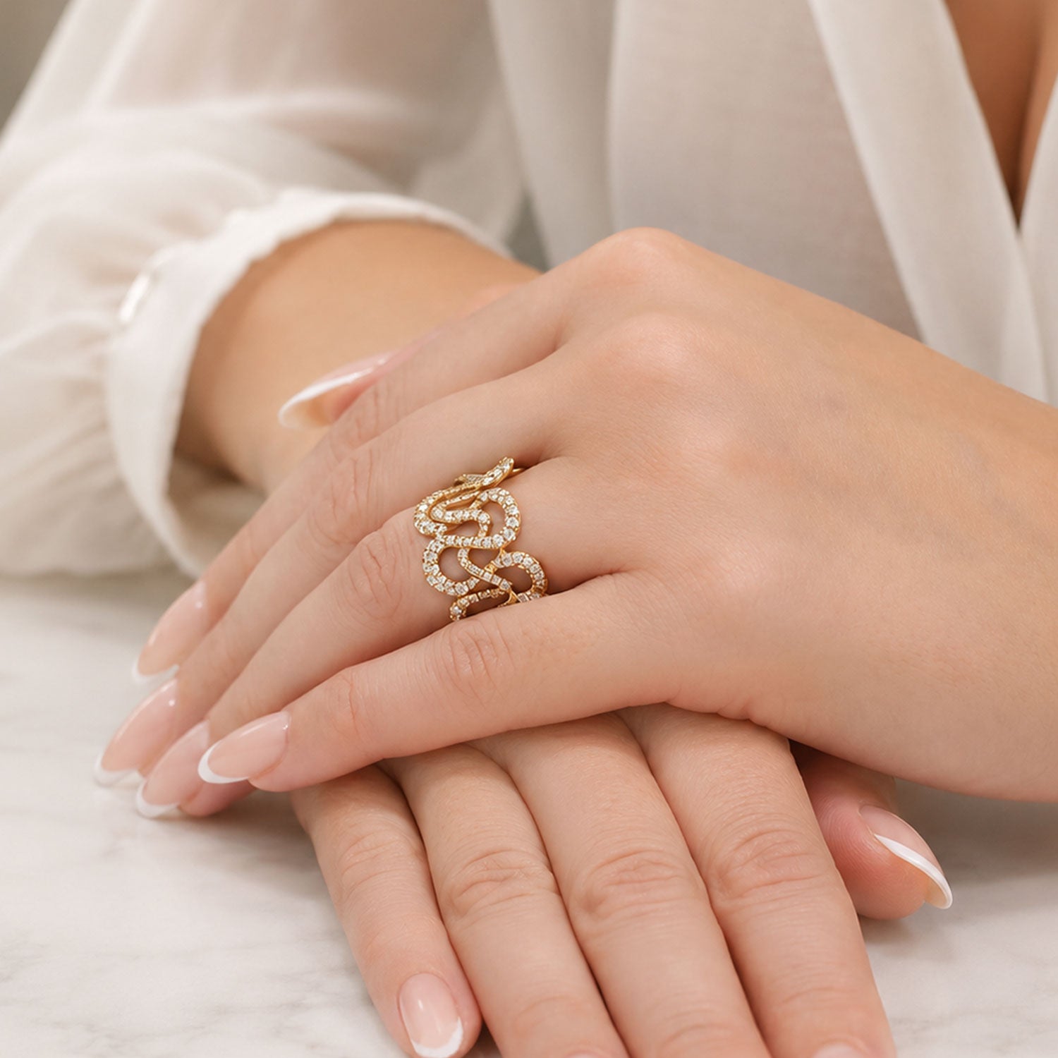 18ct Rose Gold Pave Set Diamond Ring