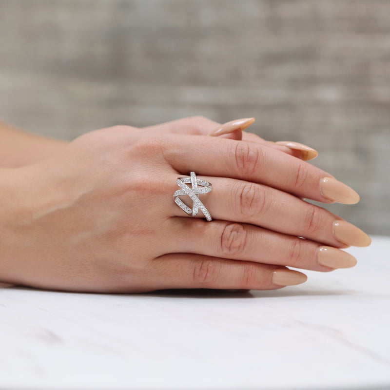 Berry's 18ct White Gold Round Brilliant Cut Diamond Bow Design Dress Ring - Berry's Jewellers