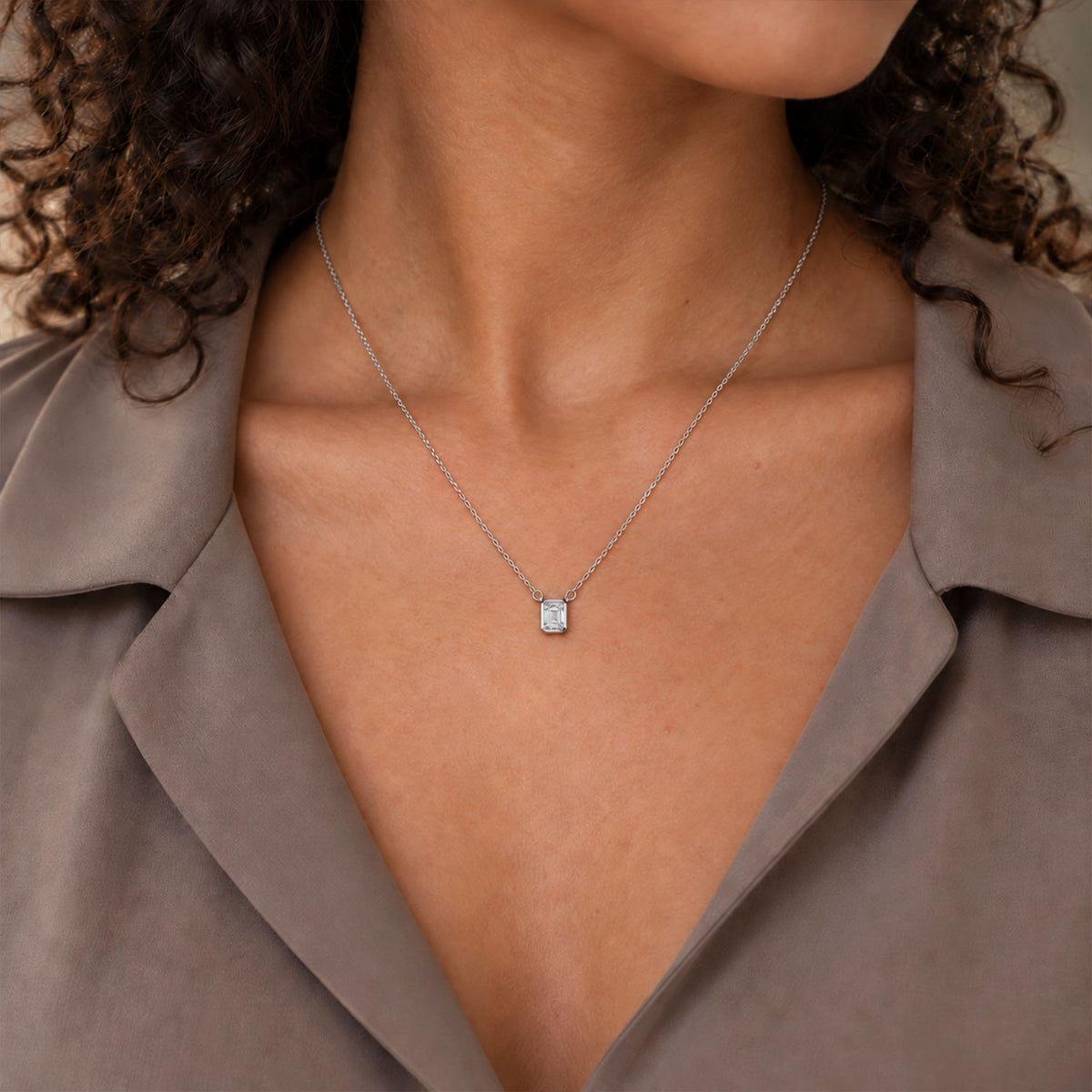 Berry's 18ct White Gold Emerald Cut Solitaire Pendant - Berry's Jewellers