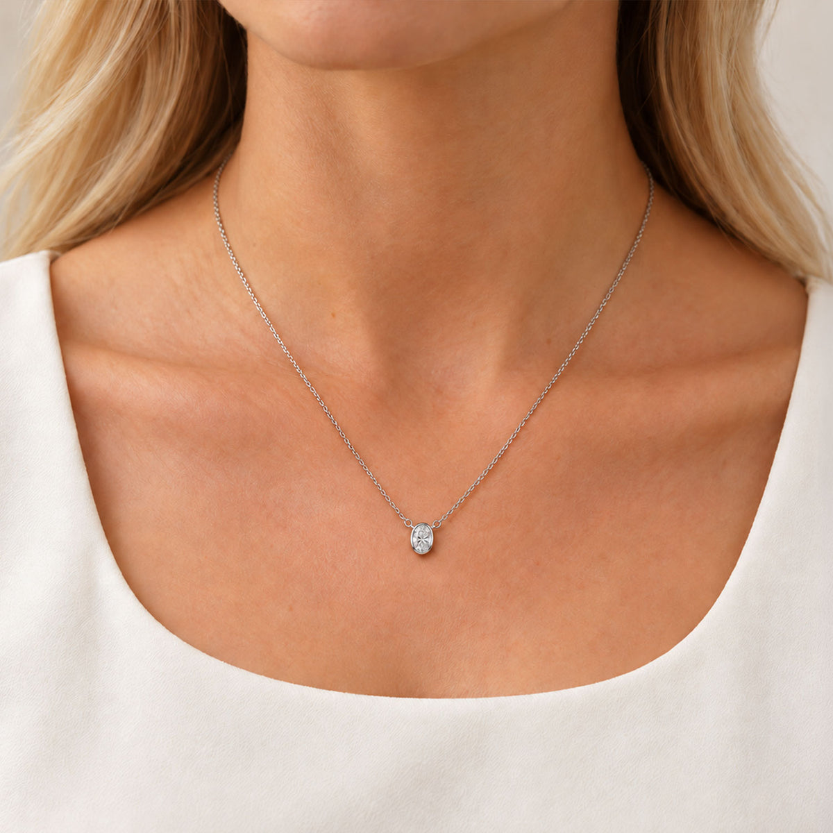 Berry's 18ct White Gold Oval Cut Solitaire Pendant - Berry's Jewellers