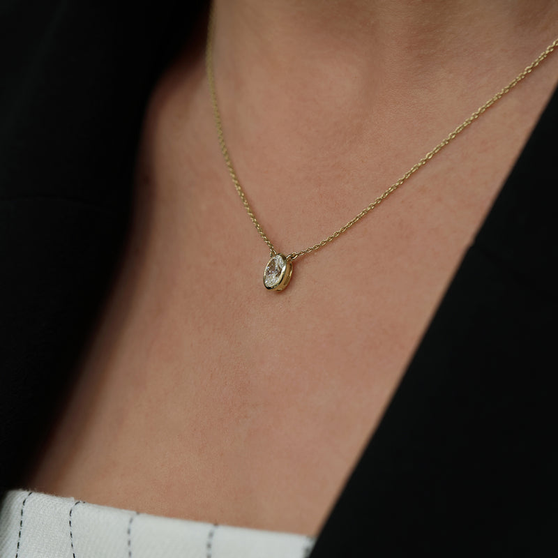 Berry's 18ct Yellow Gold Oval Cut Diamond 0.80ct Rub Over Pendant - Berry's Jewellers