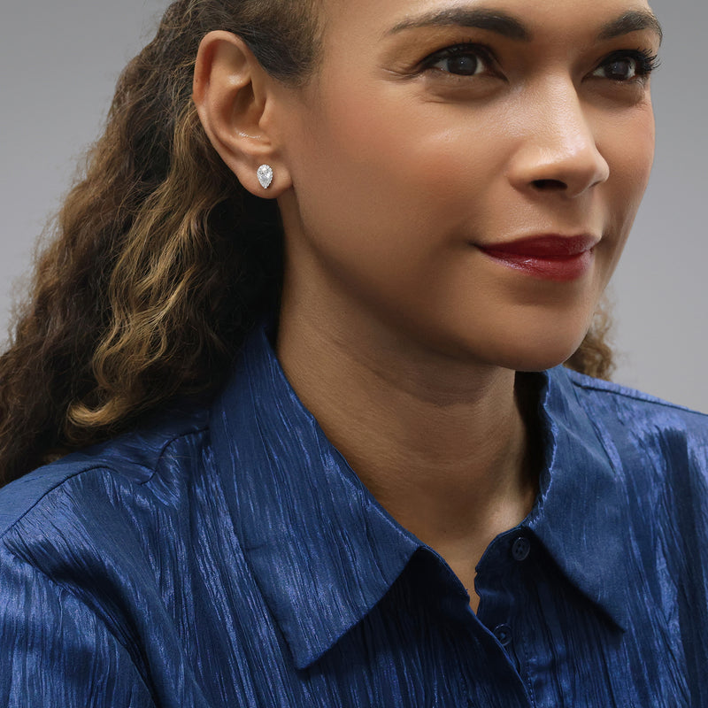 Berry's 18ct White Gold Pear Cut Diamond 1.20ct Halo Stud Earrings - Berry's Jewellers