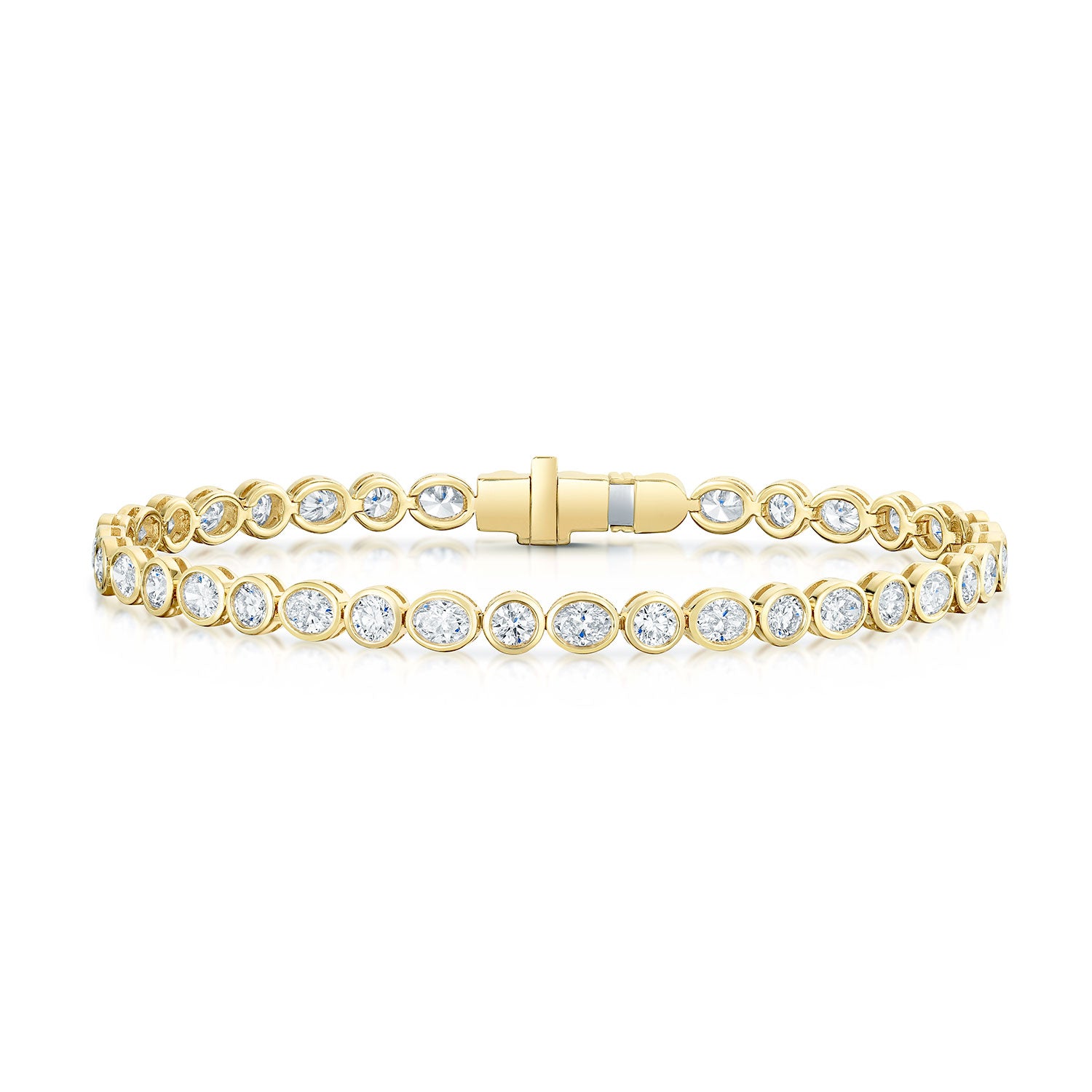 Berry's 18ct Yellow Gold Oval & Round Brilliant Cut Rubover Set Bracelet - Berry's Jewellers