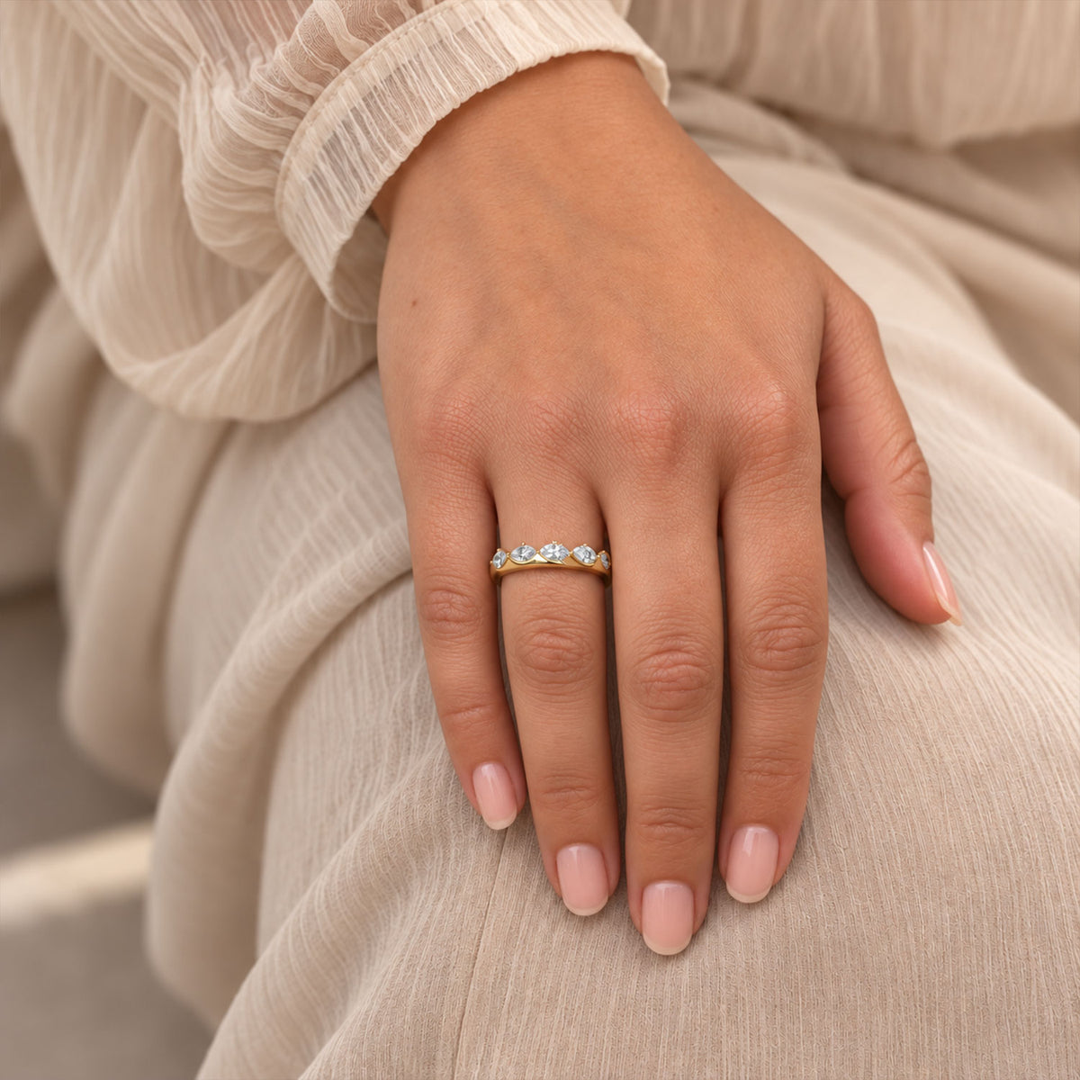 Berry's 18ct Yellow Gold Marquise Cut Diamond Five Stone Dress Ring - Berry's Jewellers