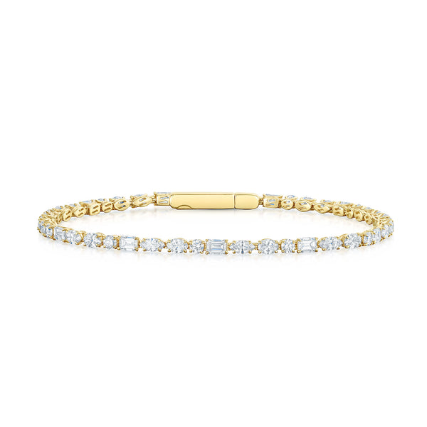 18ct Yellow Gold Mixed Cut Diamond Line Bracelet