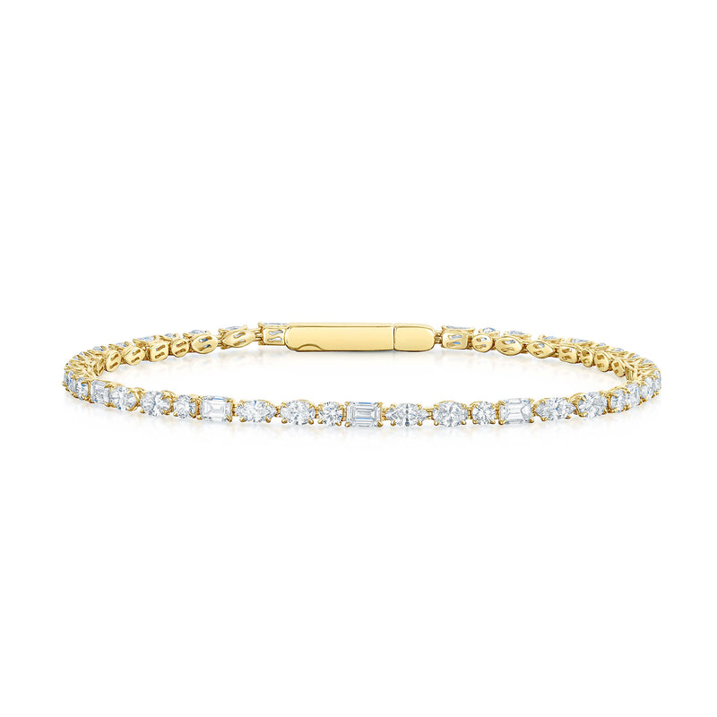 18ct Yellow Gold Mixed Cut Diamond Line Bracelet